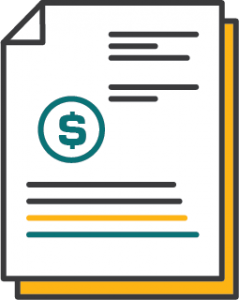 Documents with money symbol icon